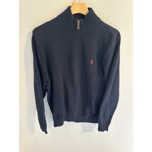 Polo Ralph Lauren Men’s Size XL Blue Sweater Quarter Zip Italian Pima Cotton